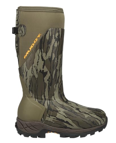 Muddy Outdoors 17" DV8 1000 Gram Insulated Rubber Boots Rubber Mossy Oak Bottomland Men's 9 D