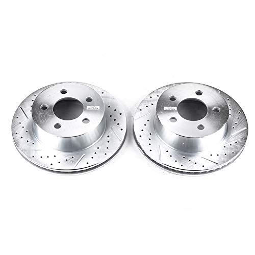 Power Stop Front AR8745XPR Drilled & Slotted Rotor Pair For Jeep Cherokee 1999-2001, Jeep Wrangler 1999-2006 [Model Specific]