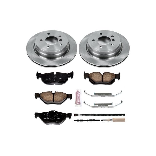 Power Stop KOE5980 Rear Replacement Brake Kit-OE Brake Rotors & Ceramic Brake Pads and 1 Sensor Wire Rear
