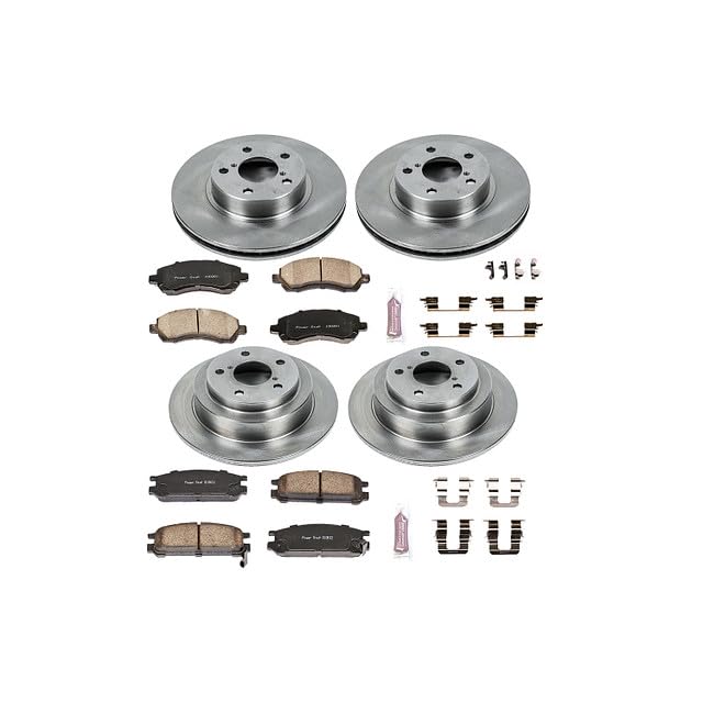 POWERSTOP Autospecialty KOE446 Front and Rear Replacement Brake Kit-OE Brake Rotors & Ceramic Brake Pads For Subaru Legacy 1997-1999 [Model Specific]