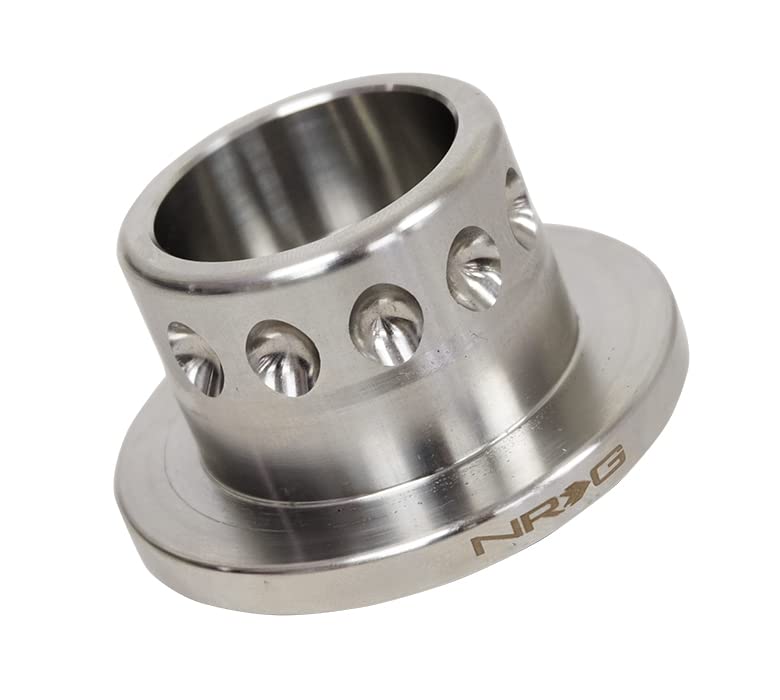 NRG Innovations Short Spline Adapter Racing Style Steering Wheel, Stainless Steel Welded Short Hub with 5/8" Clearance, Silver, NRG-SRK-SWH-1