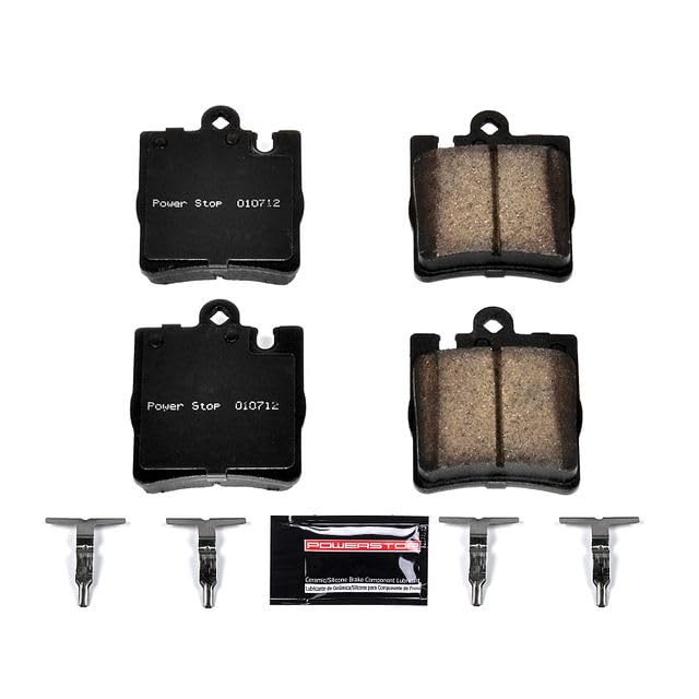Power Stop Z23-876 Z23 Sport Carbon Fiber Infused Ceramic Brake Pads Rear with Hardware For C230 C240 C280 C320 C350 CLK320 CLK350 CLK430 E320 E E430 SLK280 SLK300 SLK350 [Model Specific]