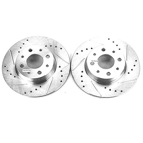 Rear Power Stop EBR1405XPR Drilled and Slotted Rotor Pair For Fiat 500 2013-2019 [Model Specific]