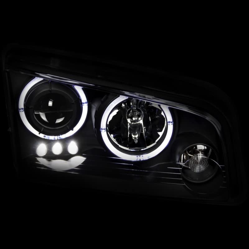 Projector Headlight Set ANZO USA w/LED Halo-Black 121381