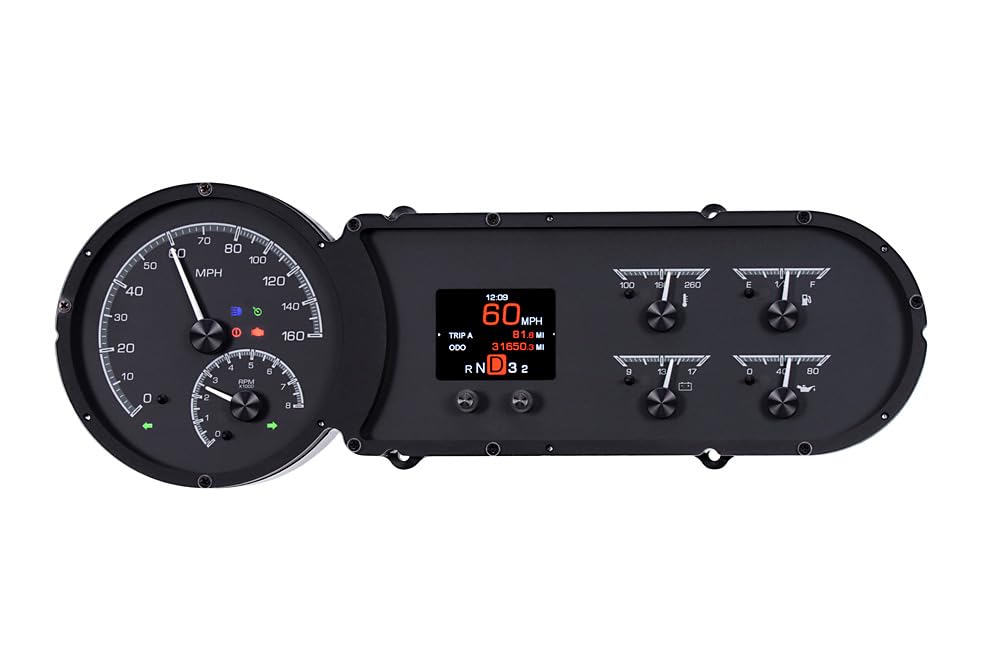 Dakota Digital HDX-53C-K Gauge Instrument System Compatible with 1953-54 Chevy Car Black Alloy