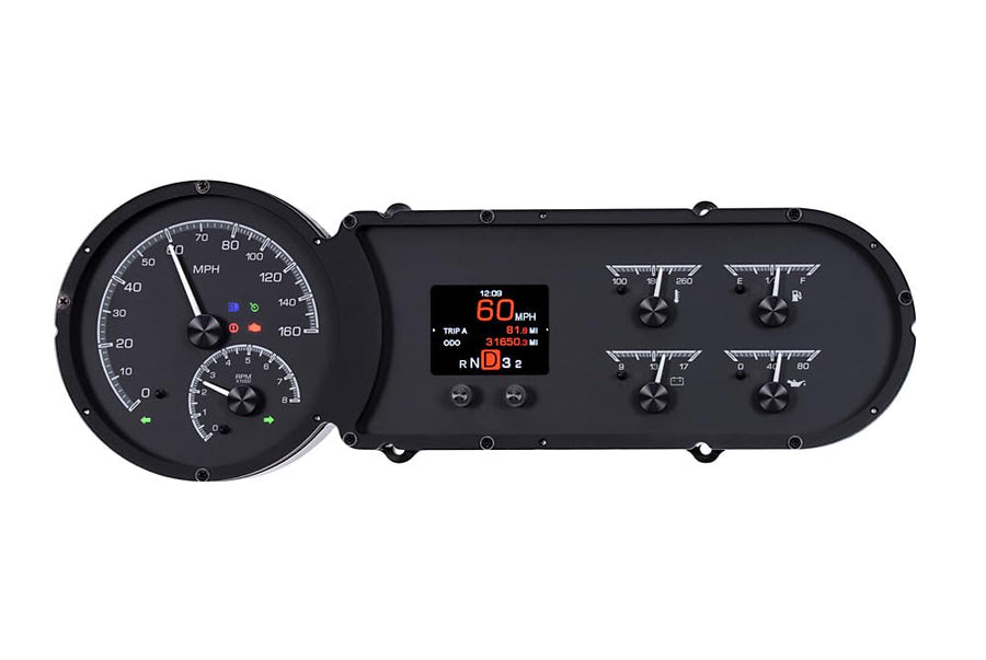Dakota Digital HDX-53C-K Gauge Instrument System Compatible with 1953-54 Chevy Car Black Alloy