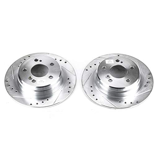 Power Stop Rear EBR417XPR Drilled & Slotted Rotor Pair For Mercedes-Benz 300SL, Mercedes-Benz 500SL, Mercedes-Benz SL320, Mercedes-Benz SL500 [Model Specific]
