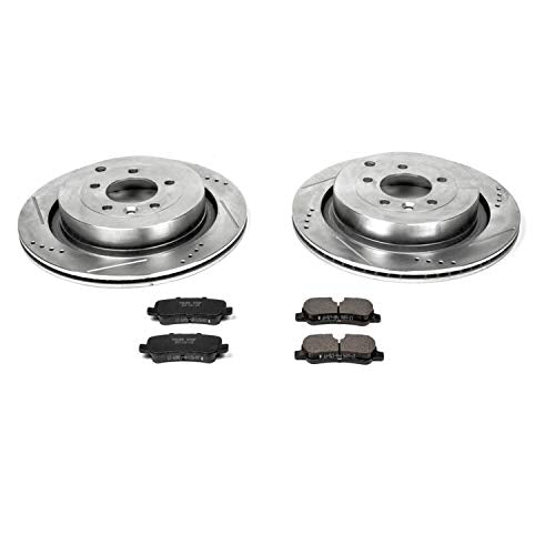 Power Stop K4618 Z23 Carbon Fiber Brake Pads with Drilled & Slotted Brake Rotors Kit Rear