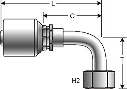 Gates 12G-12FBSPORX90 XBULK MegaCrimp Couplings, O-Ring Female British Standard Parallel Pipe Swivel, 90 Bent Tube, 3/4" ID (Pack of 40)