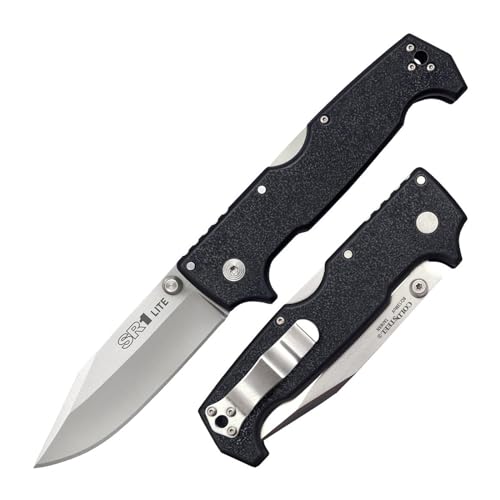 COLD STEEL 8Cr14MoV Steel SR1 Lite 4" Blade Griv-Ex Handle Tactical Self-Defense Folding Knife with Tri-Ad Locking Mechanism, Pocket/Belt Clip