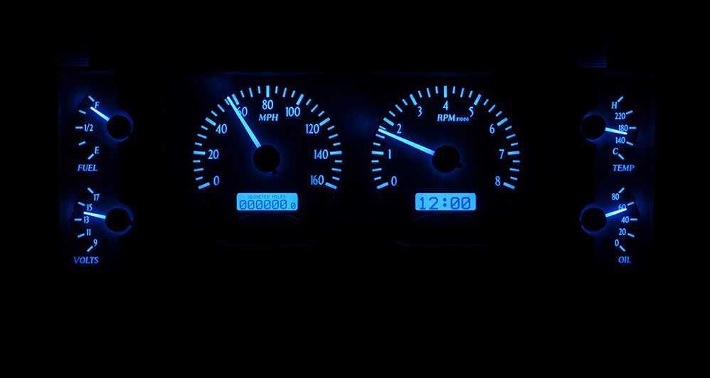 Dakota Digital VHX Analog Gauge System VHX-84B-REG-C-B Compatible with 1984-87 Regal and Grand National Carbon Fiber Style Blue Backlighting