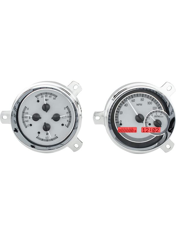 Dakota Digital VHX-51C-S-R 51 52 Chevy Car Analog Dash Gauge System Silver Alloy Red