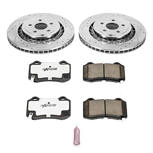 Rear Power Stop K6994-26 Z26 Carbon Fiber Brake Pads with Drilled & Slotted Brake Rotors Kit For Chevrolet SS 2015-2017 [Model Specific]