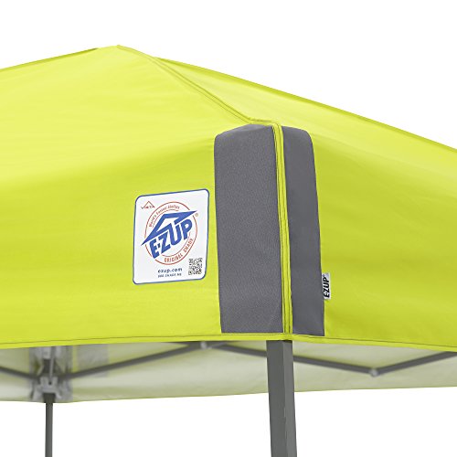 E-Z UP Instant Shelter Vista Canopy, 10' x 10', Gray Powder-Coated Steel Frame with Wide-Trax Roller Bag & 4 Piece Spike Set, Limeade