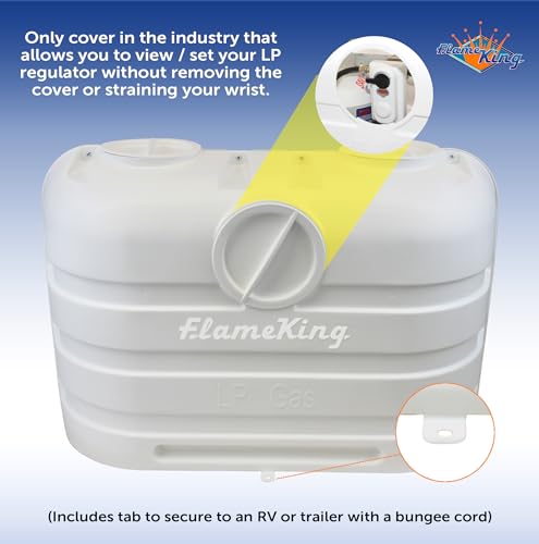 Flame King 20LB Dual LP Propane Tank Light Plastic Heavy Duty Cover for RV, Travel Trailer, Camper - White