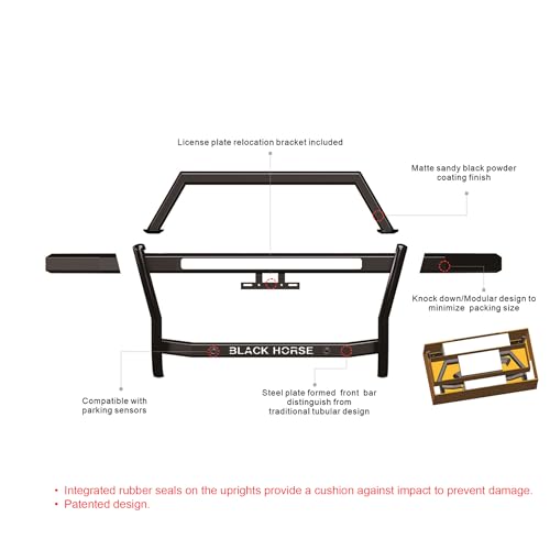 Rambler Black Horse Grille Guard Modular Black Compatible with 2015-2023 Ford F-150-RAG1F01