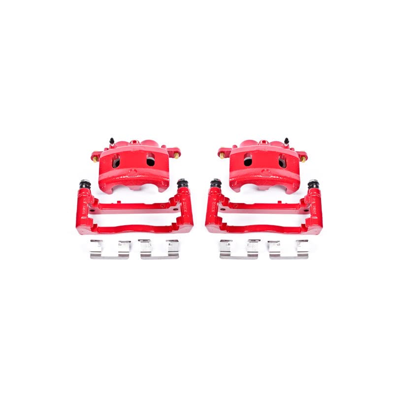 Caliper Set Power Stop for Cadillac Escalade | Chevy Avalanche Silverado 1500 Suburban 1500 | GMC Sierra 1500 Yukon XL 1500 [Application Specific] Front Pair of Red Powder Coated Calipers S4918