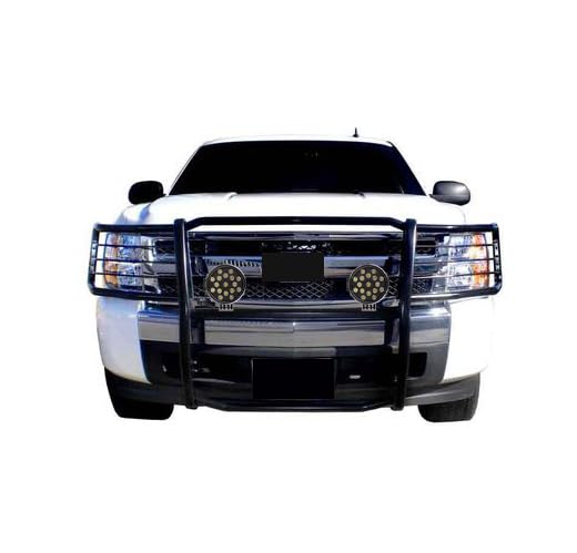 Bumper Guard Modular Black Black Horse Grille brush Come With pair of 7.0"LED Light with Trim Rings Compatible with 2007-2013 Avalanche|2007-2014 Suburban 1500|2007-2014 Tahoe-17A037400MA-PLB