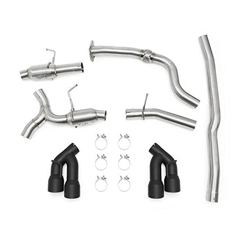 Mishimoto Quad Tip MMEXH-CAM4-16QTPBK Pro Cat-Back Exhaust Fits Chevrolet Camaro 2.0T 2016-2018 Black Tips
