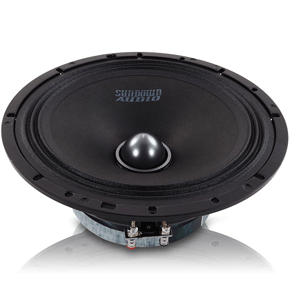 LCMR-8 Sundown Audio Midrange Speaker - 100W RMS, 4-Ohm - 8" Car Audio Midbass Driver with Phase Plug, Ferrite Magnet - High-Efficiency Single Unit (Each)