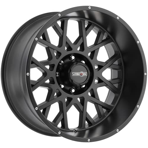 Rocker Style Vision Wheels: 412 RWD, Finish Satin Black w/Chrome Bolts- Wheel Size Inches24X12, PCD 8-180, Load Rating LBS. 3650