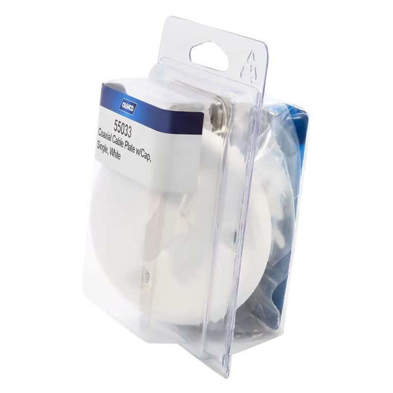 Single Coaxial Cable Plate w/Cap, White