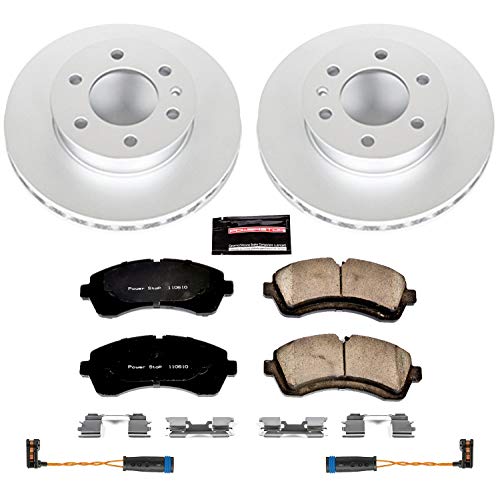 Power Stop Front CRK6234 Geomet® Coated Brake Kit and 2 Front Sensor Wires