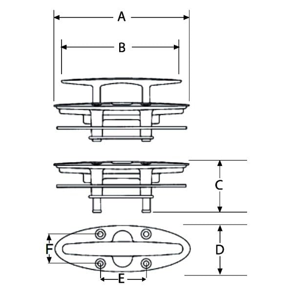 Counter-Sunk Flush Cleat Attwood - 6"