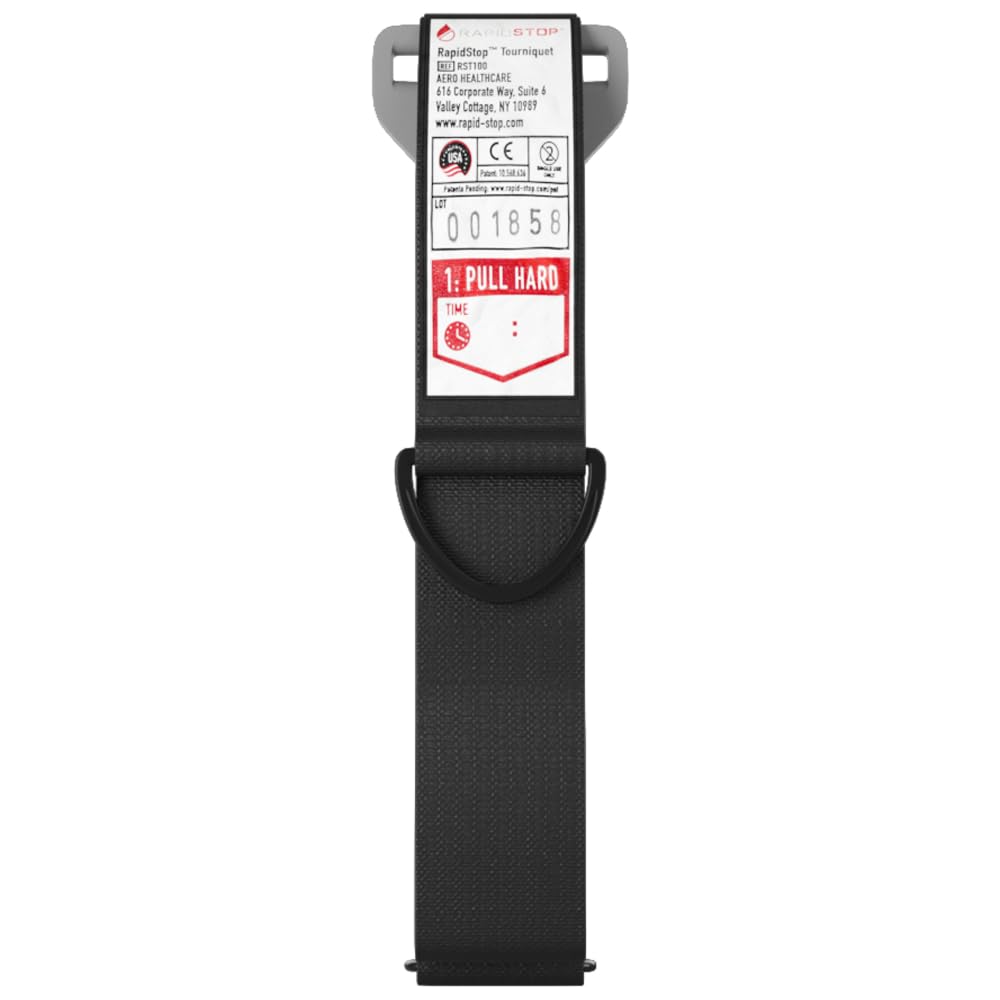 Aero Healthcare RAPIDSTOP Orange Tourniquet for Emergency Outdoor First Aid Tactical Life Saving Hemorrhage Control, Single-Handed Operation of Hemostatic Bandage. Made in The USA