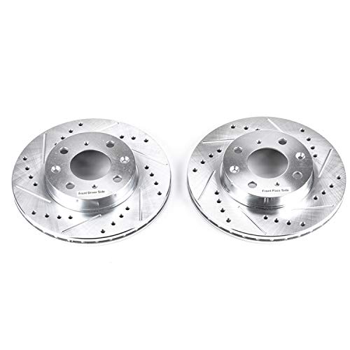 Power Stop Front JBR304XPR Drilled & Slotted Rotor Pair For Honda CRX 1988-1991, Honda Civic 1988-1991 [Model Specific]