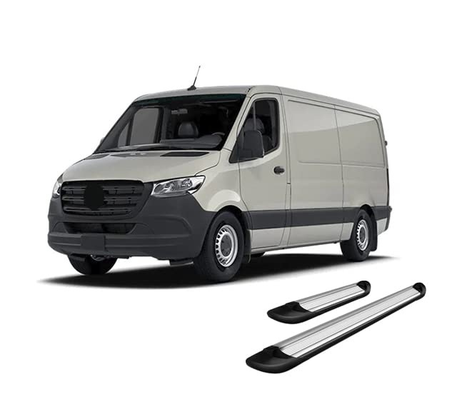 Transporter Running Boards Black Horse Silver Compatible with 07-09 Dodge Sprinter 2500/3500|07-16 Sprinter 2500/3500|19-23 Benz Sprinter 1500/4500|10-23 Benz Sprinter 2500/3500-TR-D23596S