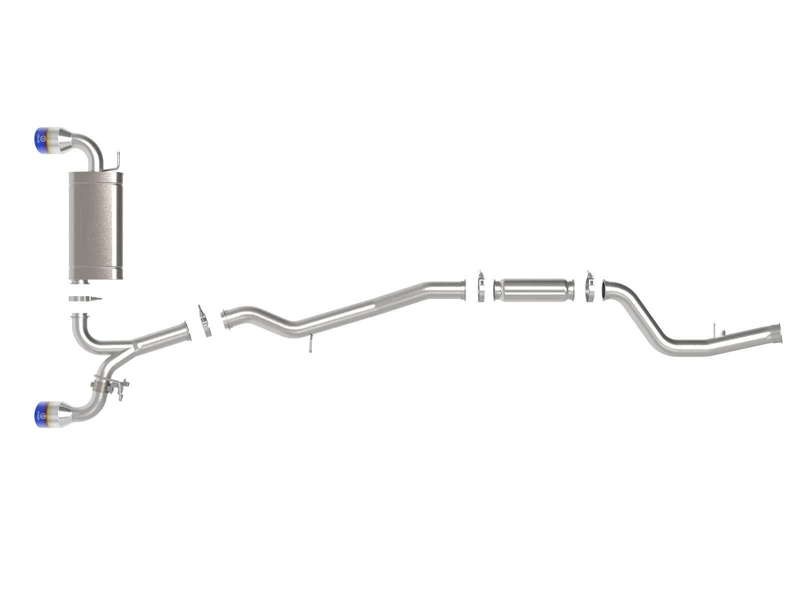 Takeda aFe Power 49-36050-L 3 IN to 2-1/2 IN 304 Stainless Steel Cat-Back Exhaust System w/Blue Tip, fits Toyota GR Supra (A90) 2021 L4-2.0L (t)