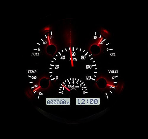 Dakota Digital VHX-61F-PU-S-W Dash Gauge System Compatible with 1961-66 Ford Pickup Truck Silver Alloy White Backlighting