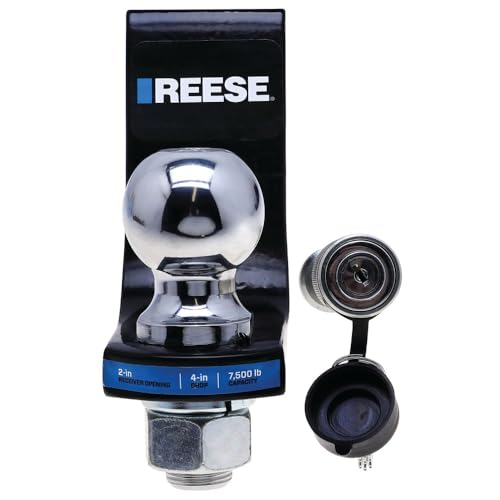 Trailer Hitch Ball Mount Security Kit Reese 21651, Fits 2 Inch Square Receiver, 2 Inch Drop, 0.75 Inch Rise, 7,500 lbs. Capacity, Includes 2 Inch Trailer Hitch Ball and Receiver Lock