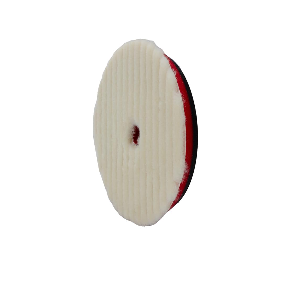 5” Maxshine Universal Wool Buffing & Polishing Pad for Cutting | 100% Natural Wool with Hook & Loop Backing | DA Polisher Compatible | Professional Pad for Heavy Defect Removal & Paint Correction