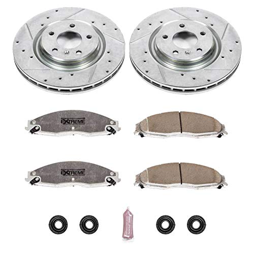 Power Stop K1597-26 Z26 Carbon Fiber Brake Pads with Drilled & Slotted Brake Rotors Kit Front