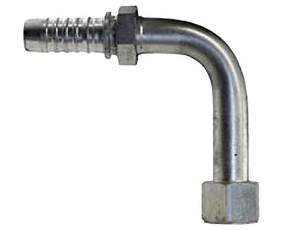 GlobalSpiral Couplings Gates 16GS-16FJX90L, Female JIC 37° Flare Swivel, Zinc Plated Carbon Steel, 5.67", 90° Bent Tube, 1" ID