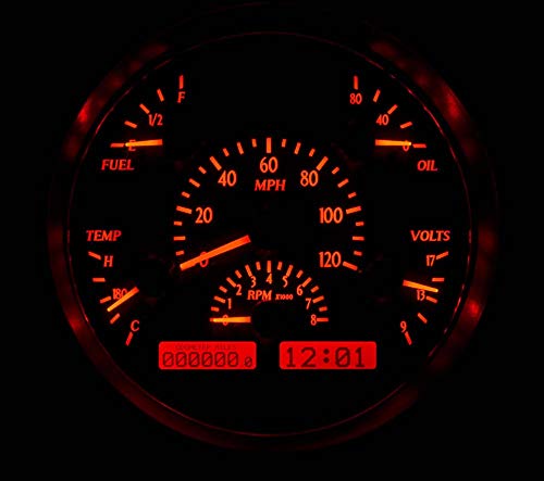 Dakota Digital VHX-51F-K-R Dash Gauge System Compatible with 1951 Ford Car Black Alloy Red Backlighting