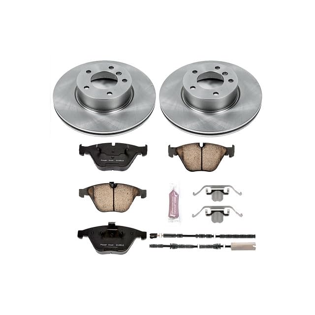 Power Stop Autospecialty KOE6073 Front Replacement Brake Kit-OE Brake Rotors & Ceramic Brake Pads and 1 Front Sensor Wire