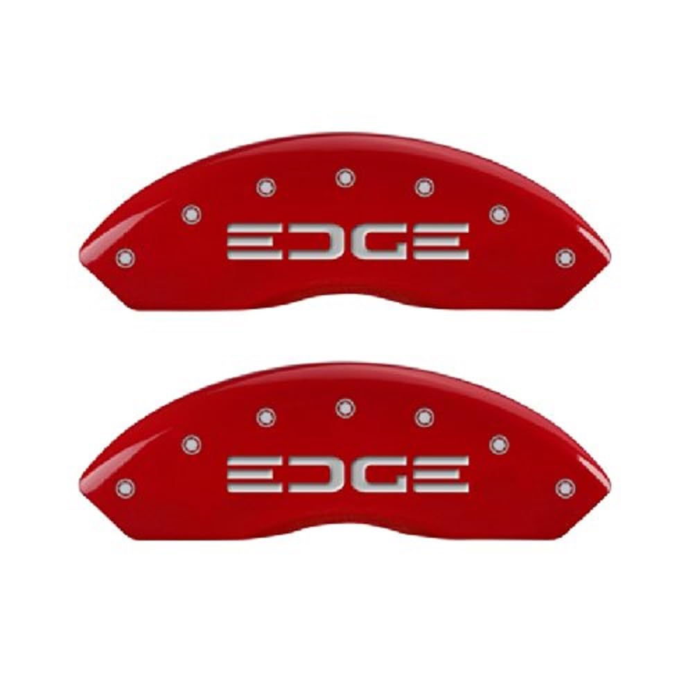 MGP 'EDGE' Caliper Covers 10119SEDGRD Explored Caliper Cover with Red Powder Coat Finish and Silver Characters, (Set of 4)