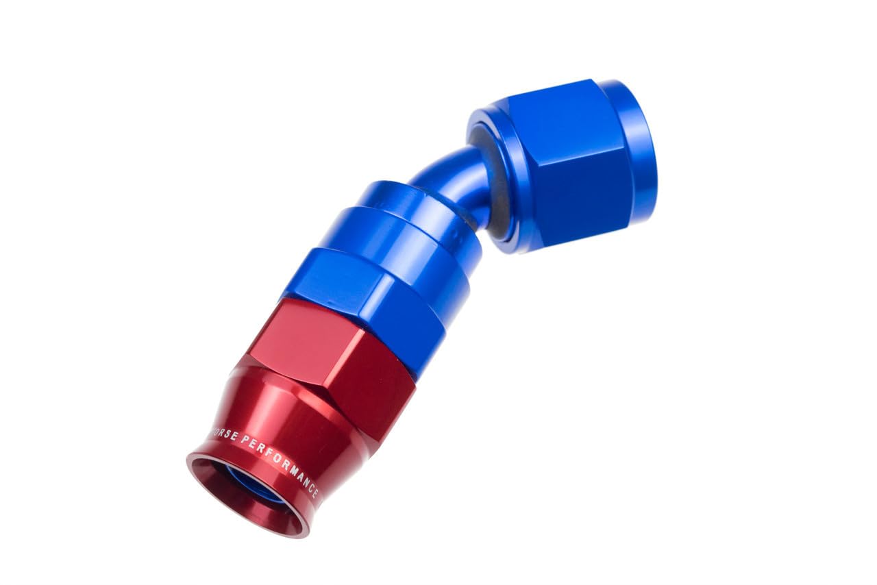 Performance Red Horse 1245-06-1-06 An 45 Degree PTFE Reusable Hose End -Blue