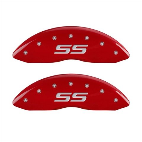 MGP Caliper Covers Monte Carlo style & SS Red 14217SSS4RD - Engraved Front & Rear44; Set of 4