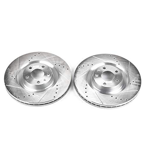 Power Stop EBR821XPR Evolution Front Drilled & Slotted Rotor Pair For Audi S4 2004-2009/Audi S4 2004-2009 [Vehicle Specific]