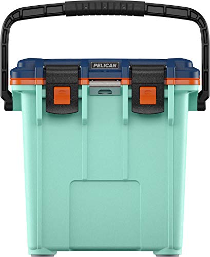 Pelican Elite Cooler 20QT (Seafoam Blue/Orange) | 15 Can or 4 Wine Bottle Capacity with Ice | 2 Day Ice Retention | Guaranteed for Life