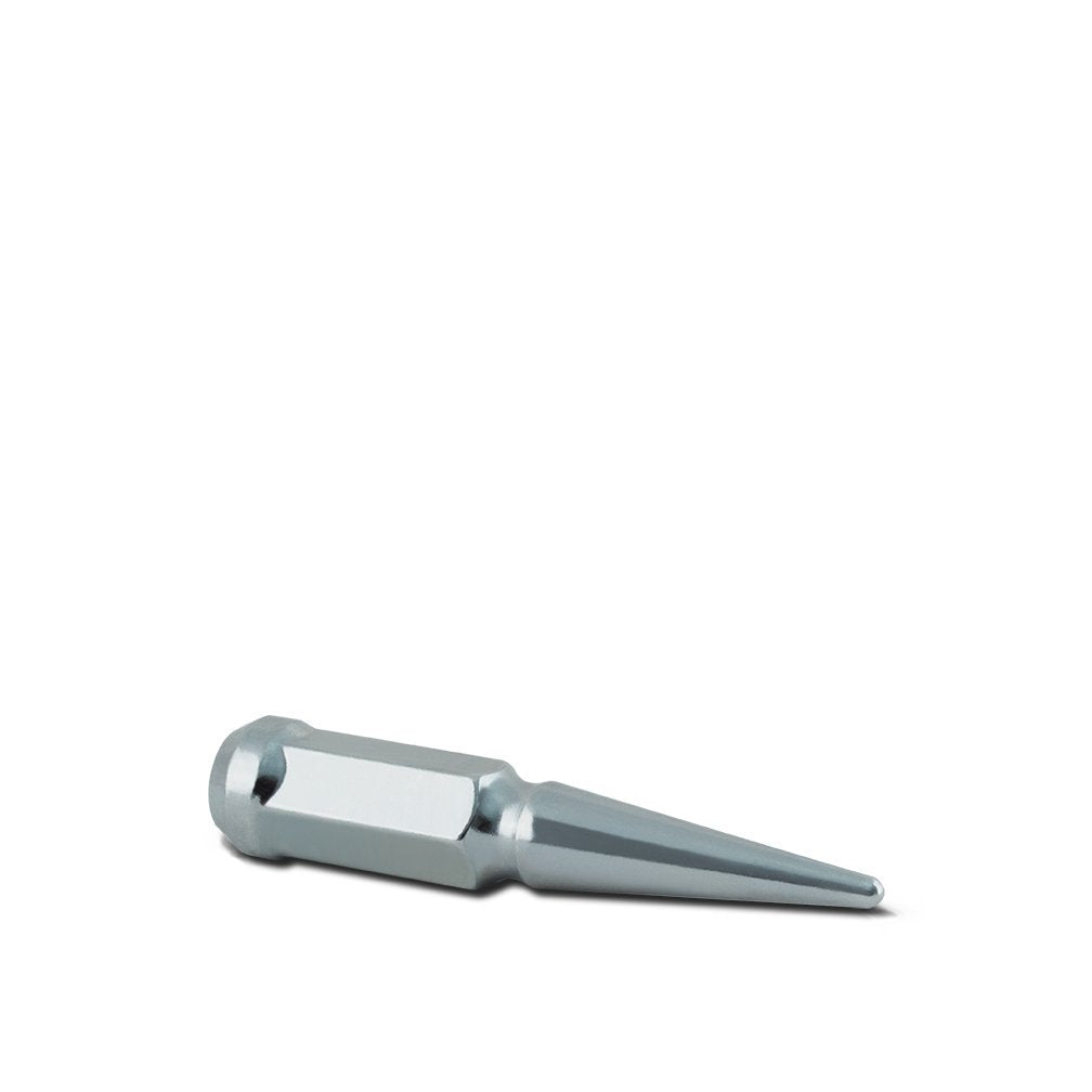 Spiked Metal Lugz Chrome 14x1.5 Thread 4.4" Overall Length kit Contains 24 Lugs & 1 Key