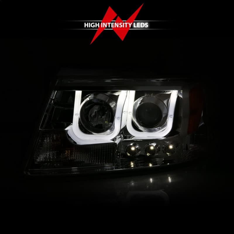 Projector Headlight Set ANZO USA w/U-Bar Halo-Chrome