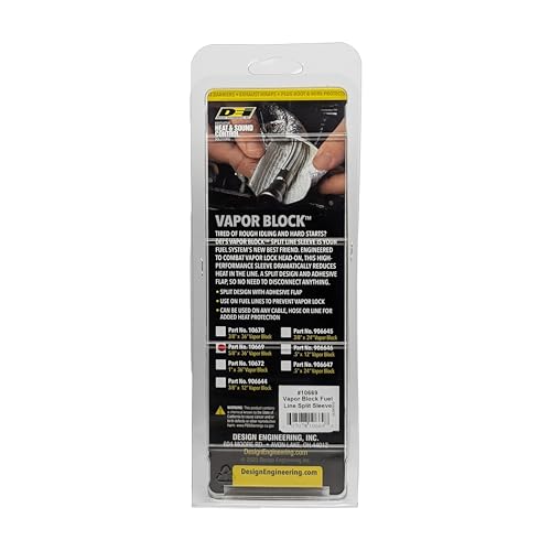 Vapor Block Design Engineering 5/8" I.D. x 36" Fuel Line Sleeve – Heat-Resistant Fuel Line Protector, Anti-Vapor Lock Insulation, Thermal Shield for Automotive and Marine Applications