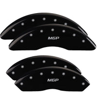 MGP Black Powder Coat Finish Caliper Covers 41114SMGPBK, Silver Characters, Set of 4