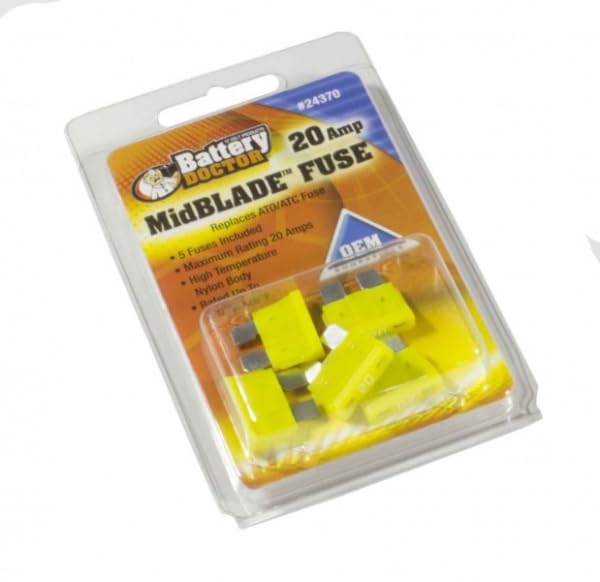 WirthCo 24370 Engineering Inc MidBlade Fuse - 20 Amp (Yellow), Pack of 5