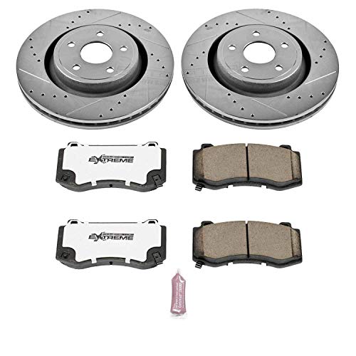 Power Stop Front K2924-26 Z26 Carbon Fiber Brake Pads with Drilled & Slotted Brake Rotors Kit For Jeep Grand Cherokee 2006-2010 [Model Specific]